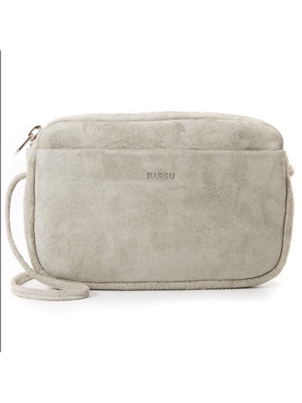 BAGGU Grey Suede Mini Purse